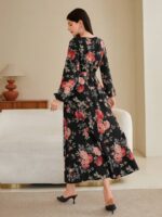 Rochie Lunga Enya Neagra Inflorata - imagine 2