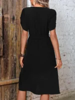 Rochie Midi Blanche Neagra Cu Cordon - imagine 2