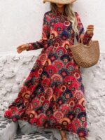 Rochie Lunga Mateea Cu Model Floral Multicolor
