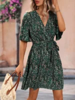 Rochie Scurta Windy Verde Cu Print Multicolor - imagine 5