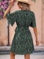 Rochie Scurta Windy Verde Cu Print Multicolor - imagine 2
