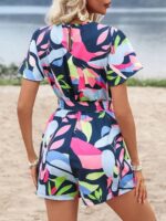 Salopeta Scurta Emerald Bleumarin Cu Print Multicolor - imagine 2