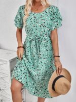 Rochie Midi Anouk Verde Deschis Cu Print Multicolor - imagine 3