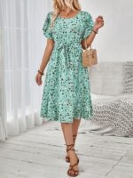 Rochie Midi Anouk Verde Deschis Cu Print Multicolor - imagine 4