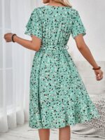 Rochie Midi Anouk Verde Deschis Cu Print Multicolor - imagine 2