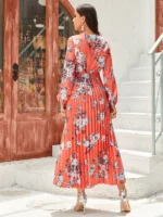 Rochie Lunga Tatiana Portocalie Inflorata - imagine 2