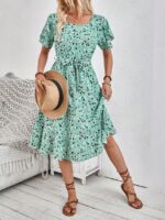 Rochie Midi Anouk Verde Deschis Cu Print Multicolor - imagine 5