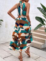Rochie Midi Panda Crem Cu Print Geometric Multicolor - imagine 2