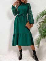Rochie Midi Furiosa Verde Cu Cordon