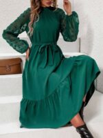 Rochie Midi Furiosa Verde Cu Cordon - imagine 3