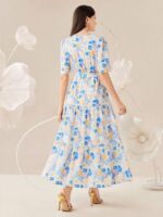 Rochie Lunga Skyler Alba Cu Model Floral Multicolor - imagine 2