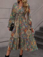Rochie Midi Romy Cu Print Geometric Multicolor - imagine 3