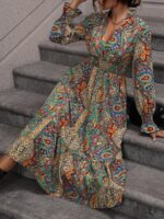 Rochie Midi Romy Cu Print Geometric Multicolor - imagine 4