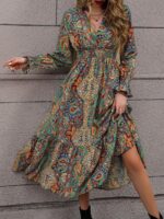 Rochie Midi Romy Cu Print Geometric Multicolor