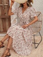 Rochie Lunga Sanela Crem Inflorata - imagine 3