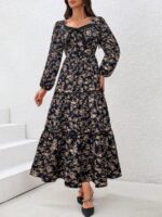 Rochie Lunga Anemona Bleumarin Inflorata - imagine 3