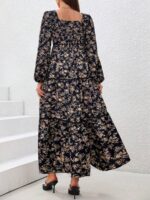 Rochie Lunga Anemona Bleumarin Inflorata - imagine 2
