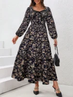 Rochie Lunga Anemona Bleumarin Inflorata - imagine 4
