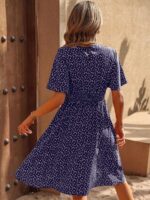 Rochie Midi Debra Bleumarin cu Inimioare Albe - imagine 2