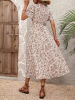 Rochie Lunga Sanela Crem Inflorata - imagine 2