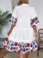 Rochie Scurta Misha Alba Cu Model Floral Multicolor - imagine 2