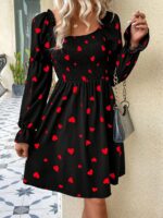 Rochie Scurta Matilde Neagra Cu Inimioare Rosii