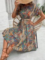 Rochie Midi Inge Cu Print Geometric Multicolor - imagine 3
