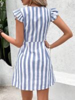 Rochie Scurta Caterina Alba Cu Dungi Albastre - imagine 2