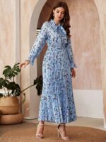 Rochie Lunga Natasha Bleu Inflorata - imagine 3