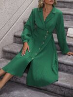 Rochie Midi Flavie Verde Cu Nasturi - imagine 4