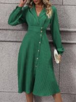 Rochie Midi Flavie Verde Cu Nasturi - imagine 5