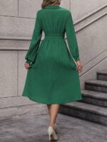 Rochie Midi Flavie Verde Cu Nasturi - imagine 2