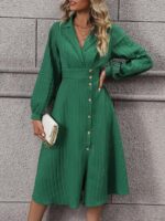 Rochie Midi Flavie Verde Cu Nasturi