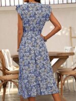 Rochie Midi Galatea Albastra Cu Model Floral Multicolor - imagine 2
