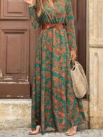 Rochie Lunga Shasha Verde Inflorata - imagine 3