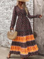 Rochie Lunga Isidore Neagra Cu Print Multicolor