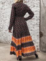Rochie Lunga Isidore Neagra Cu Print Multicolor - imagine 2