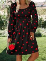 Rochie Scurta Matilde Neagra Cu Inimioare Rosii - imagine 3