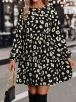 Rochie Scurta Shima Neagra Cu Print Alb - imagine 3