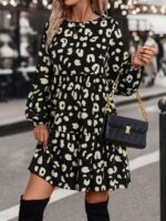 Rochie Scurta Shima Neagra Cu Print Alb - imagine 4