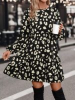 Rochie Scurta Shima Neagra Cu Print Alb - imagine 5