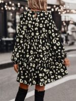 Rochie Scurta Shima Neagra Cu Print Alb - imagine 2