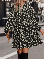 Rochie Scurta Shima Neagra Cu Print Alb