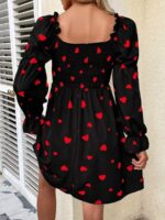Rochie Scurta Matilde Neagra Cu Inimioare Rosii - imagine 2
