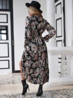 Rochie Midi Juana Neagra cu Print Bej - imagine 2