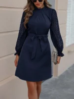 Rochie Scurta Siana Bleumarin Cu Cordon - imagine 3