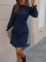 Rochie Scurta Siana Bleumarin Cu Cordon - imagine 4