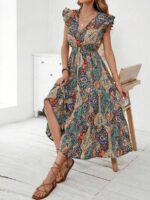 Rochie Midi Zoe Albastra Cu Print Multicolor - imagine 3