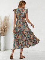 Rochie Midi Zoe Albastra Cu Print Multicolor - imagine 2