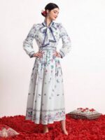Rochie Midi Ayarti Alba cu Print Floral
